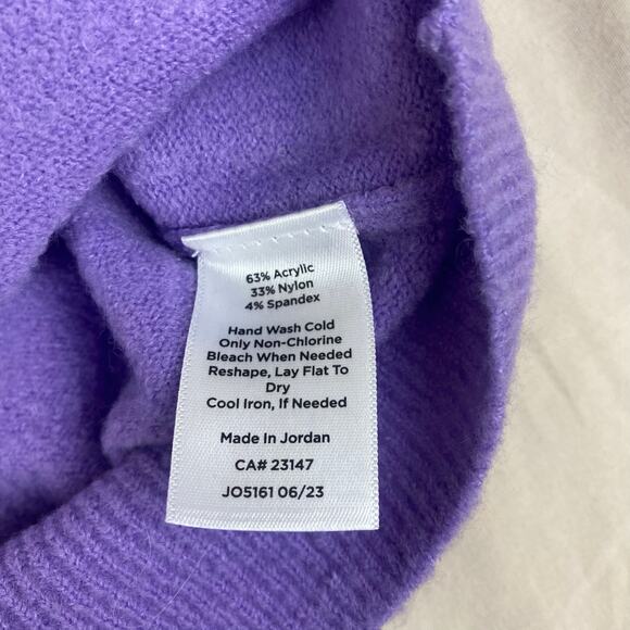 Talbots Petite Medium Purple Stretchy Cable Knit Sweater Braided Detail - Picture 6 of 7
